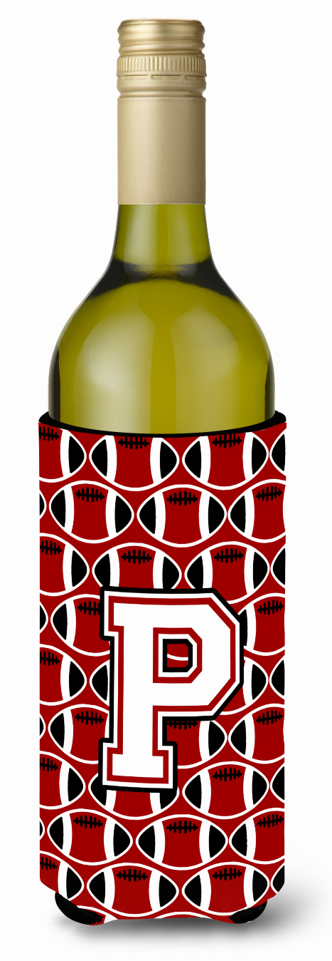 Monogram Letter Football Wine Bottle Hugger