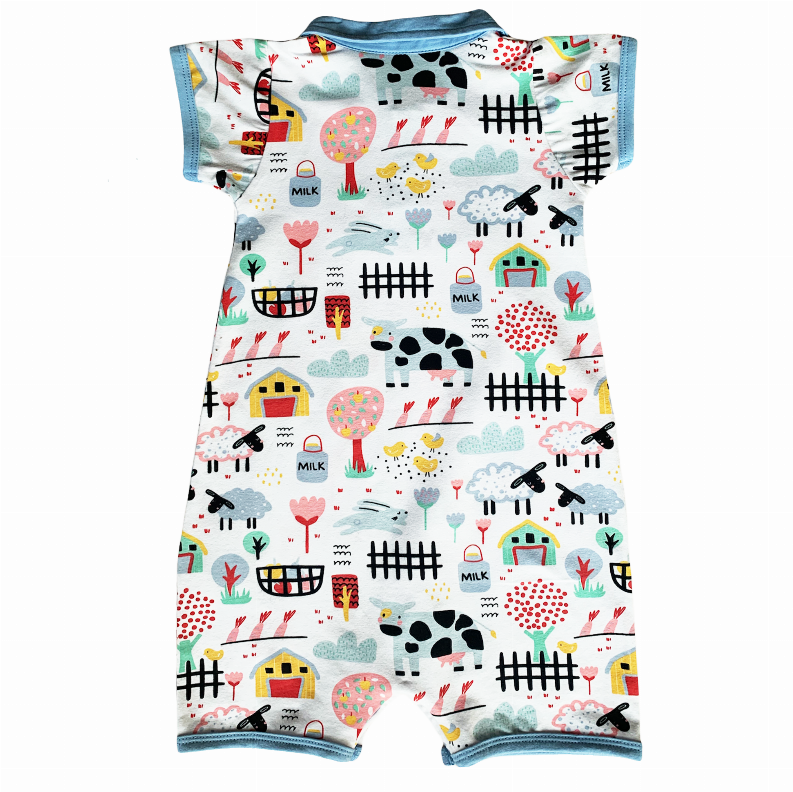 AnnLoren Baby/Toddler Boys short sleeve Fun Farm Animal Romper