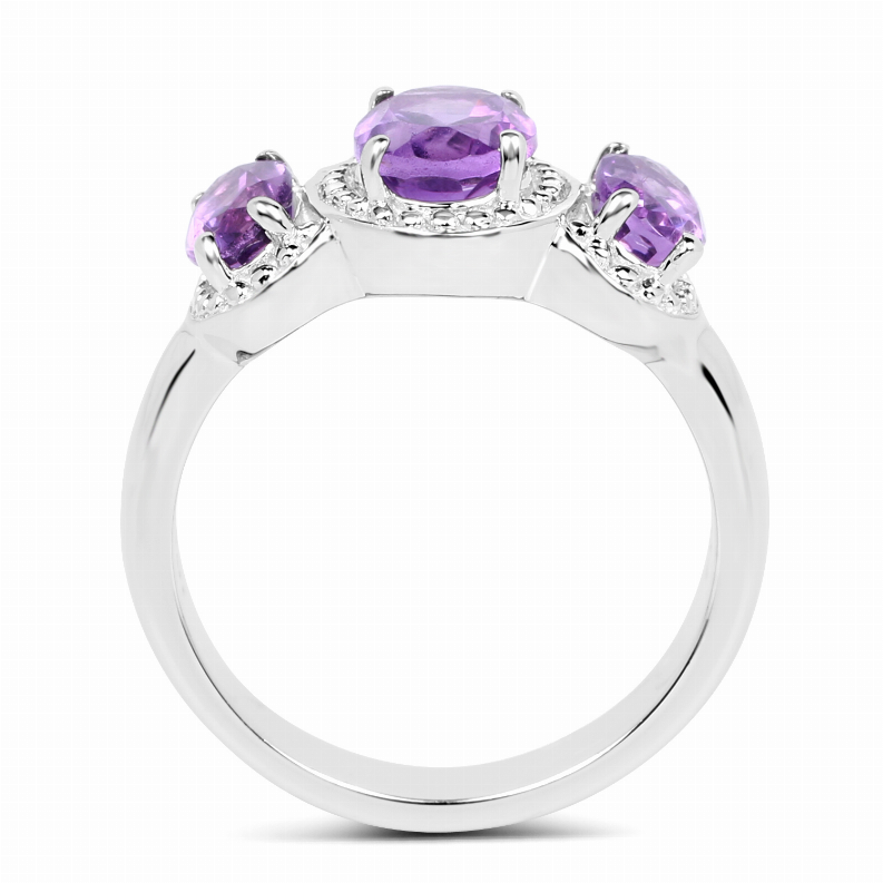 2.01 Carat Genuine  Amethyst .925 Sterling Silver Ring