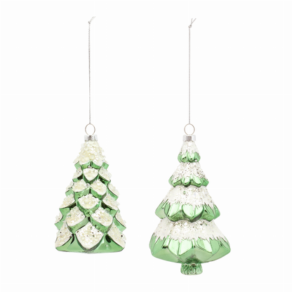 Tree Ornament (Set of 6) 5"H, 5.75"H Glass