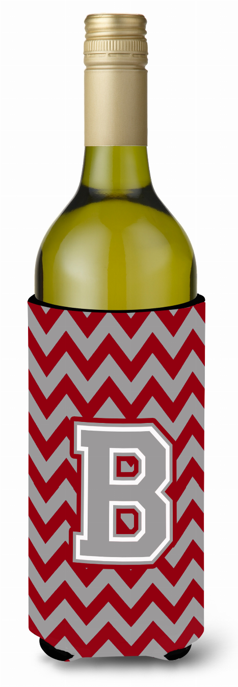 Monogram Letter Chevron Wine Bottle Hugger