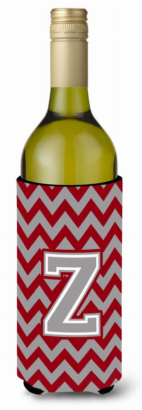 Monogram Letter Chevron Wine Bottle Hugger