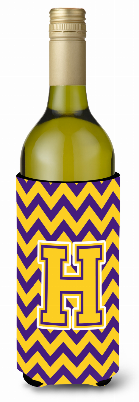 Monogram Letter Chevron Wine Bottle Hugger