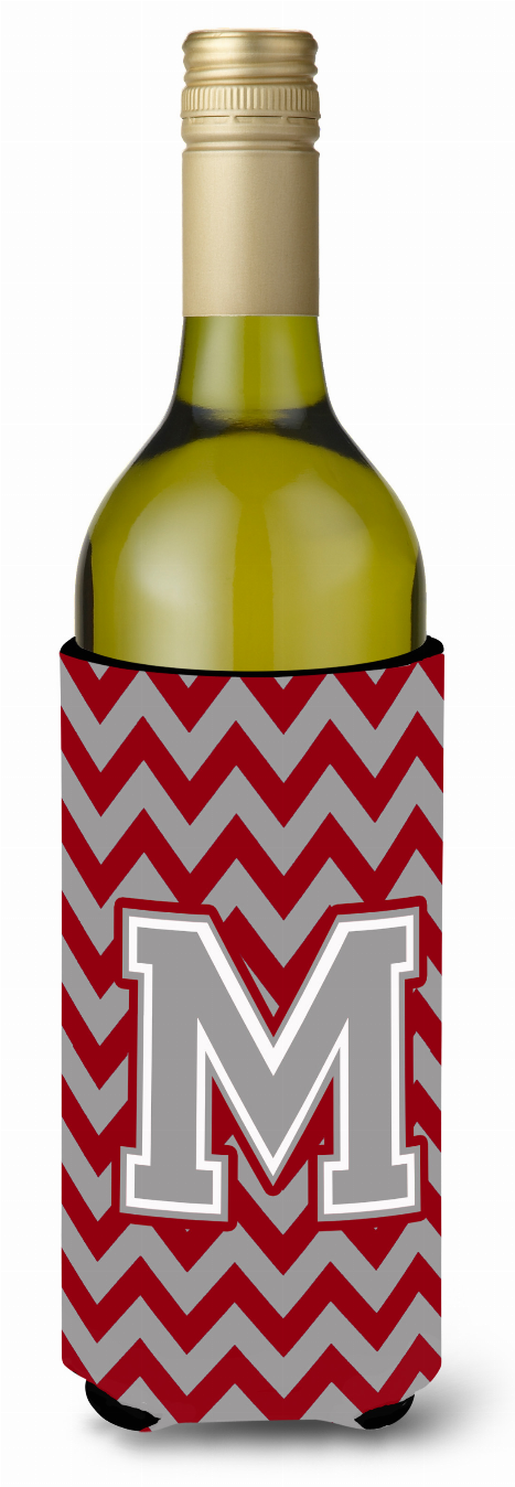 Monogram Letter Chevron Wine Bottle Hugger