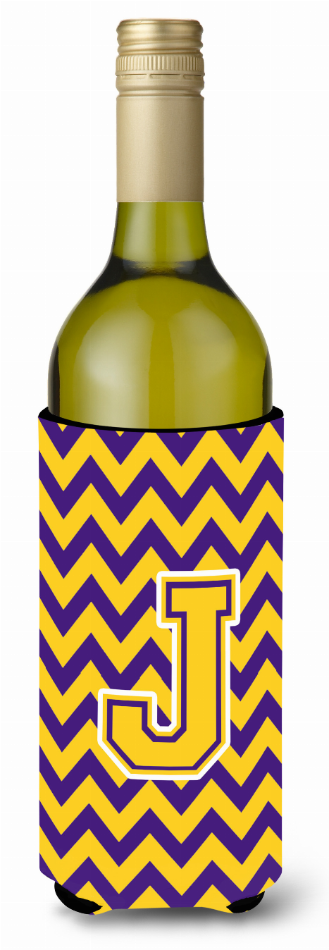 Monogram Letter Chevron Wine Bottle Hugger