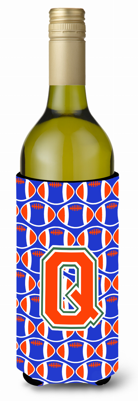 Monogram Letter Football Wine Bottle Hugger