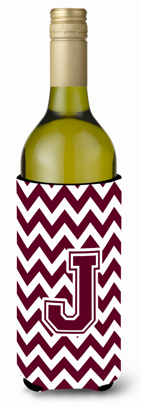 Monogram Letter Chevron Wine Bottle Hugger