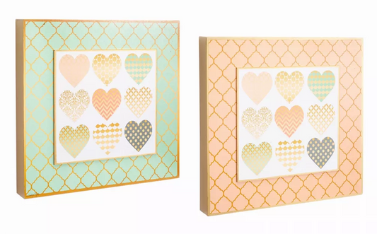 Heart Design Wall Plaques (Set of 2) 16"SQ MDF