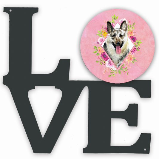 Dog Breed Flowers Design Metal Wall Artwork LOVE