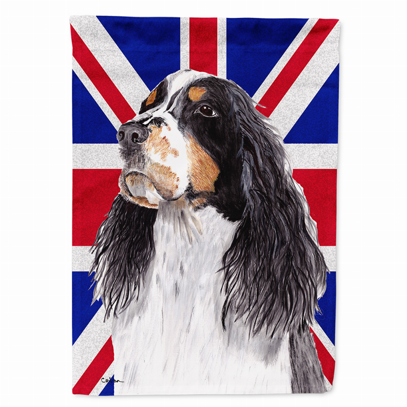 Dog with English Union Jack British Flag Garden Size Flag