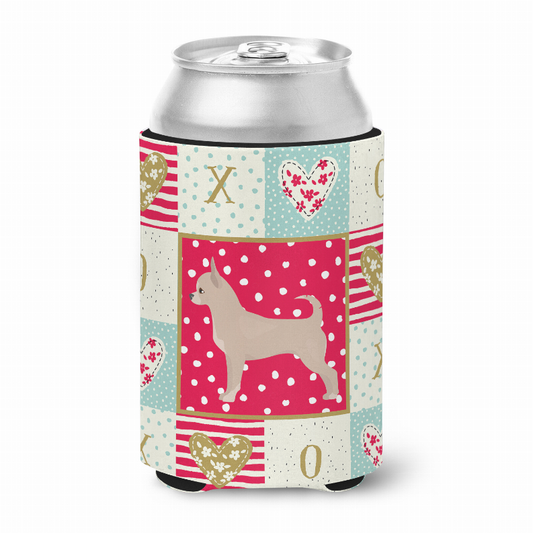 Patchwork Love with Dog Can or Bottle Hugger