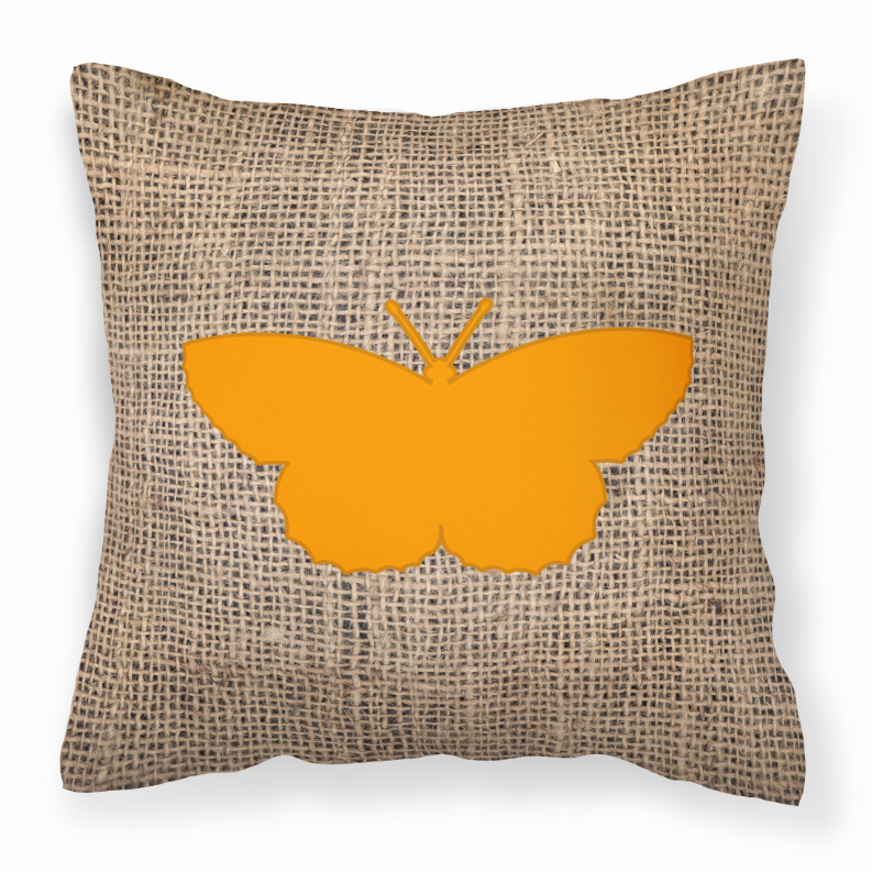 Butterfly Burlap Fabric Decorative Pillow