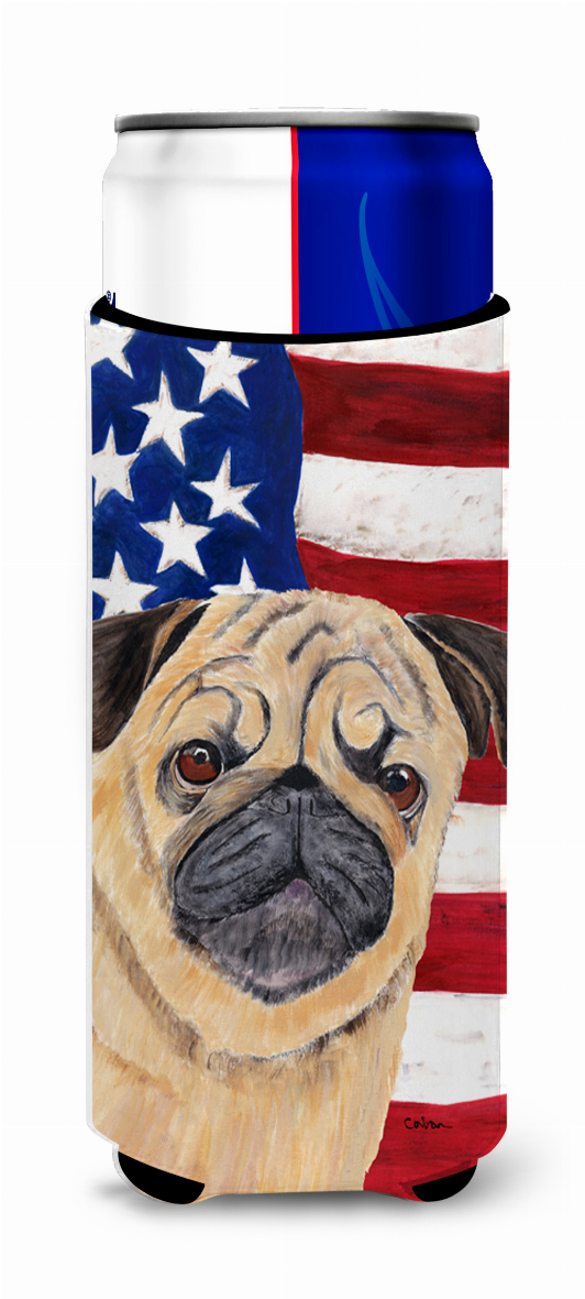 USA American Flag with Dog Ultra Hugger for slim cans