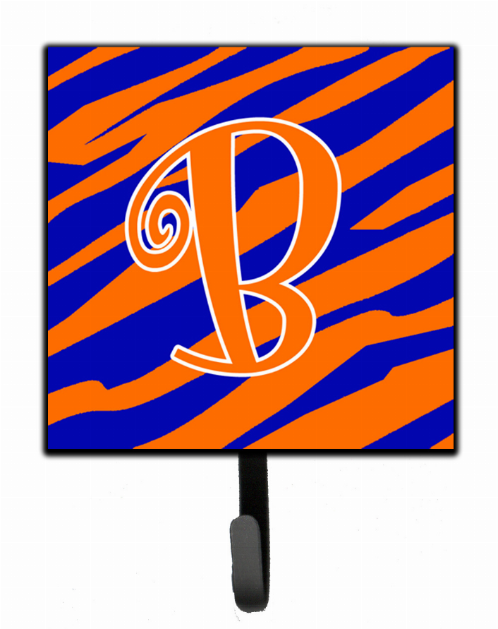 Letter Initial Tiger Stripe Blue and Orange Leash or Key Holder