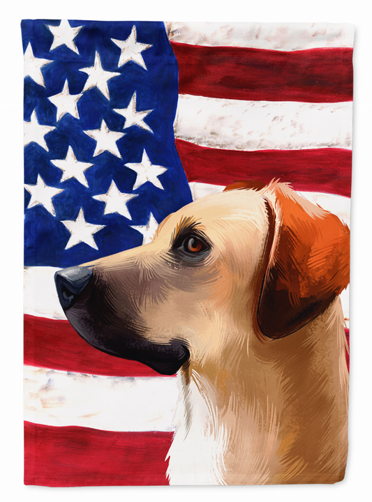 American Flag with Dog Artwork Flag Canvas House Size