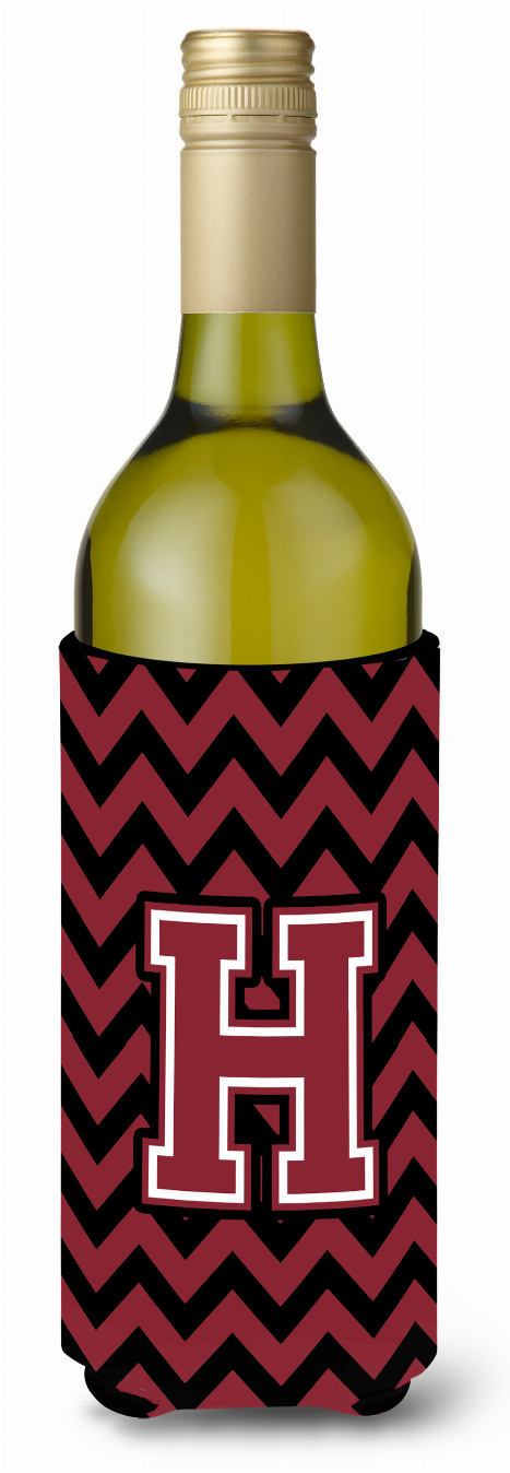 Monogram Letter Chevron Wine Bottle Hugger