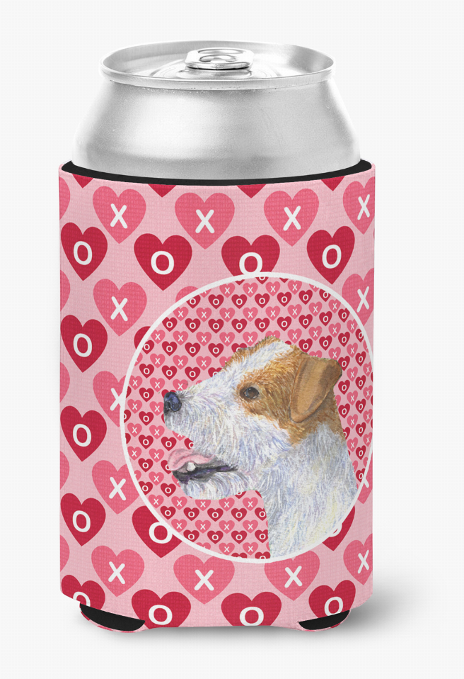 Hearts Love and Valentine's Day Dog Portrait Can or Bottle Hugger