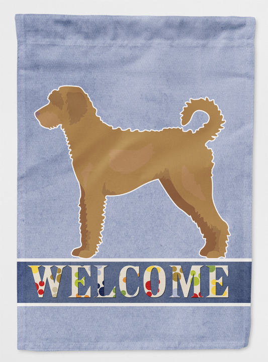 Tan Labradoodle Welcome Flag Canvas House Size