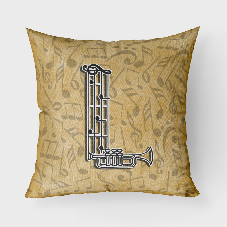 Letter Musical Instrument Alphabet Fabric Decorative Pillow