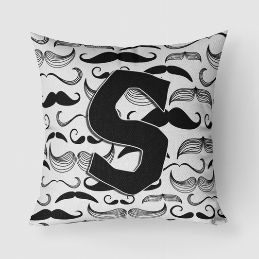 Letter Moustache Initial Fabric Decorative Pillow