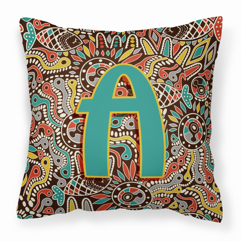 Monogram Letter Retro Tribal Alphabet Fabric Decorative Pillow