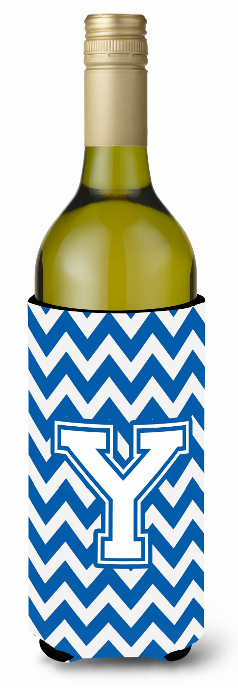 Monogram Letter Chevron Wine Bottle Hugger