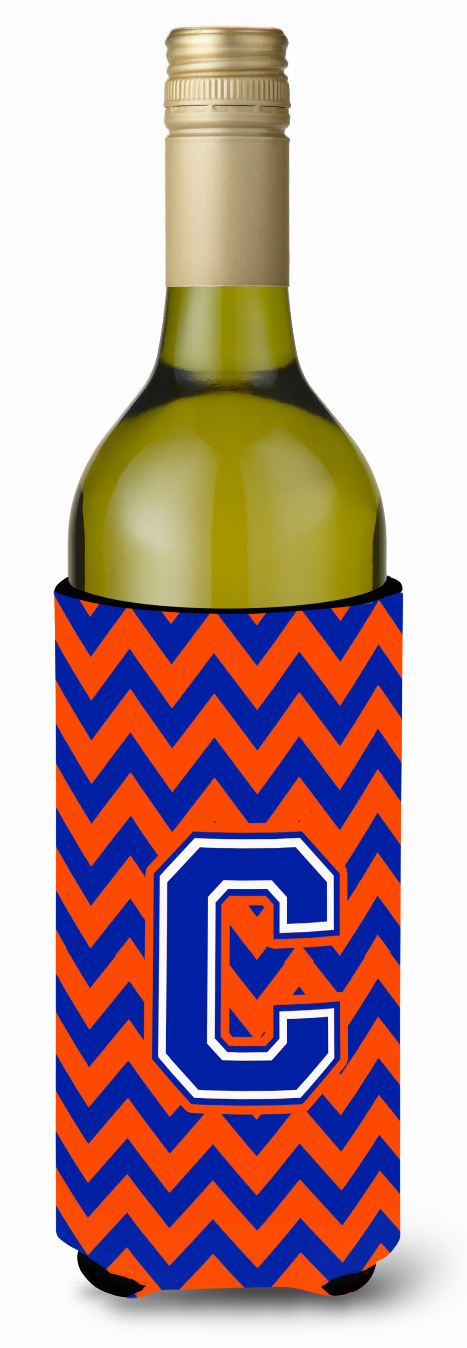 Monogram Letter Chevron Wine Bottle Hugger