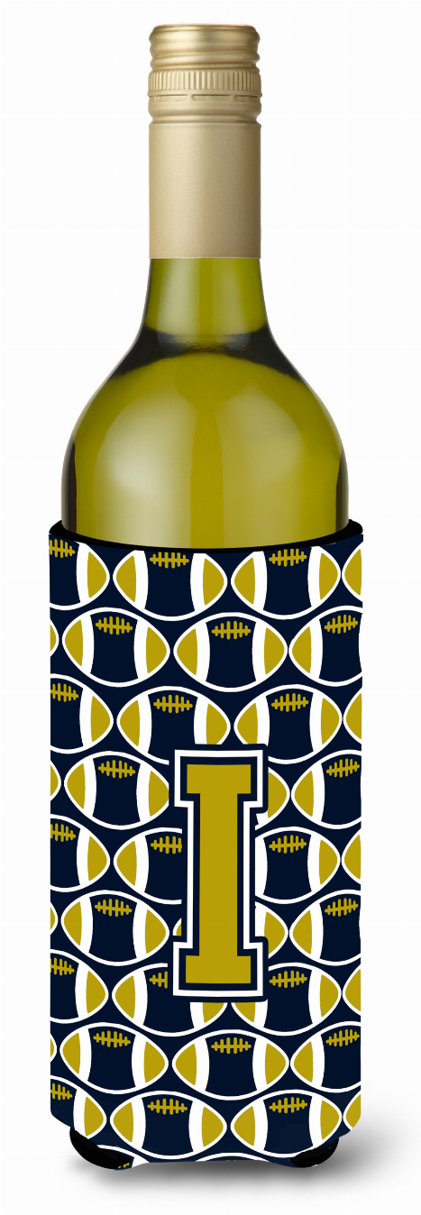 Monogram Letter Football Wine Bottle Hugger