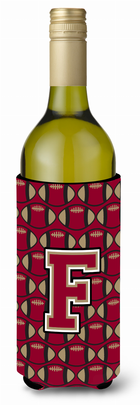 Monogram Letter Football Wine Bottle Hugger