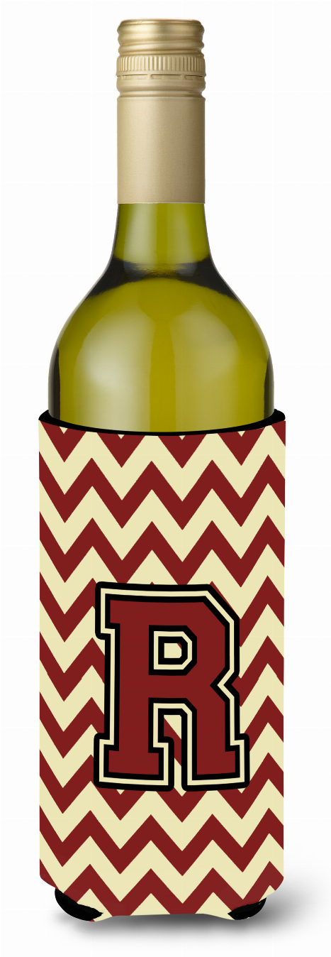 Monogram Letter Chevron Wine Bottle Hugger