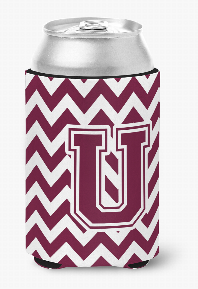 Monogram Letter Chevron Can or Bottle Hugger