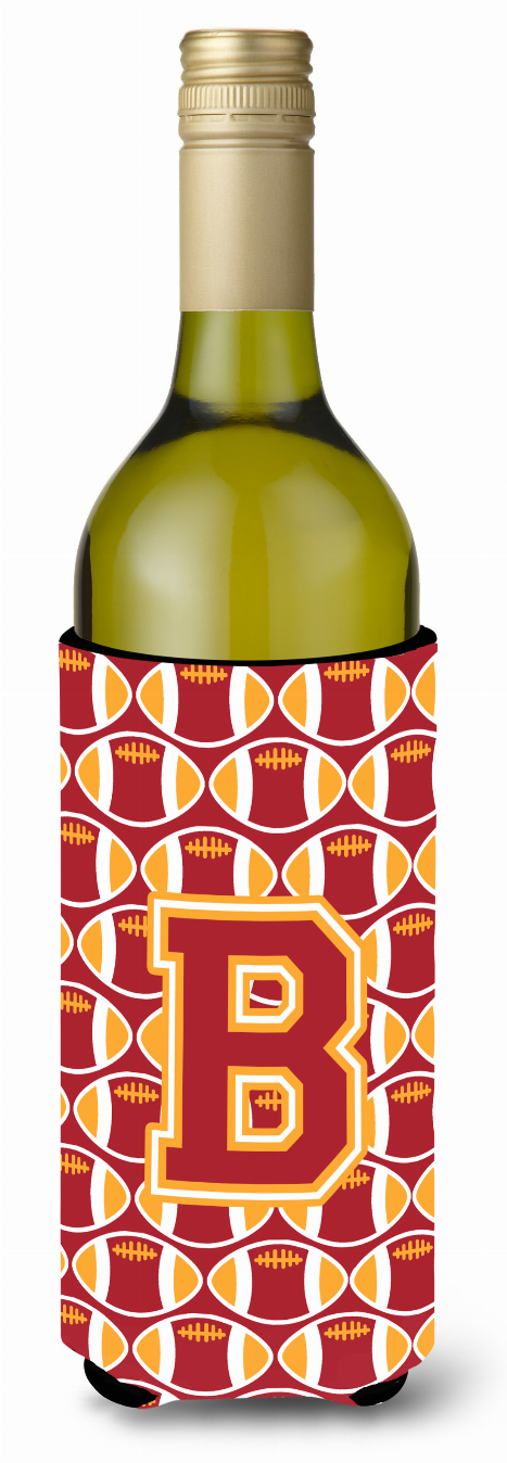 Monogram Letter Football Wine Bottle Hugger