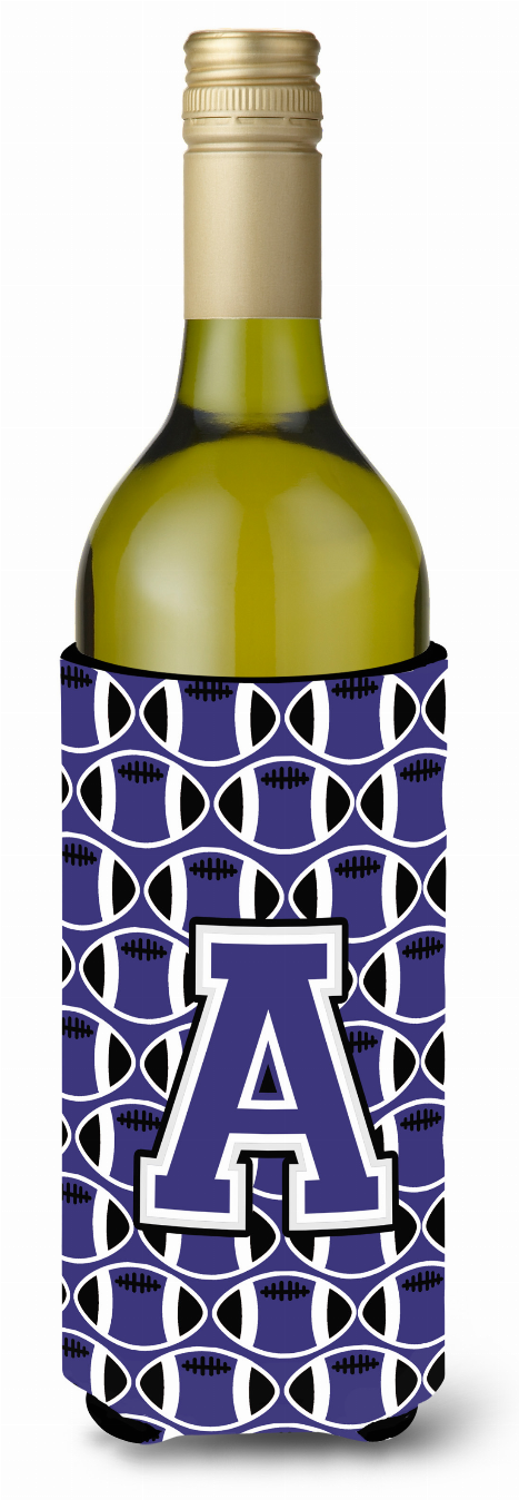 Monogram Letter Football Wine Bottle Hugger