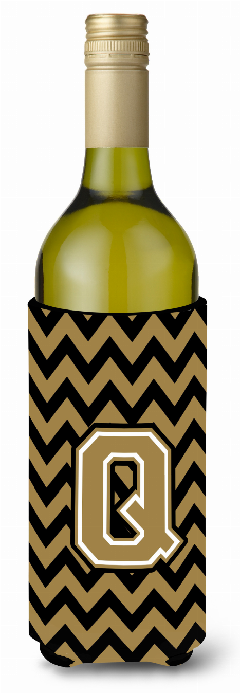 Monogram Letter Chevron Wine Bottle Hugger