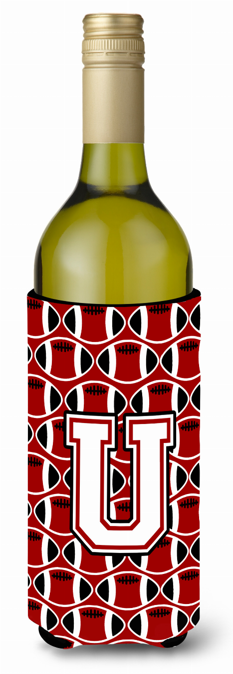 Monogram Letter Football Wine Bottle Hugger