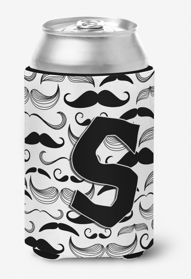 Monogram Letter Moustache Can or Bottle Hugger