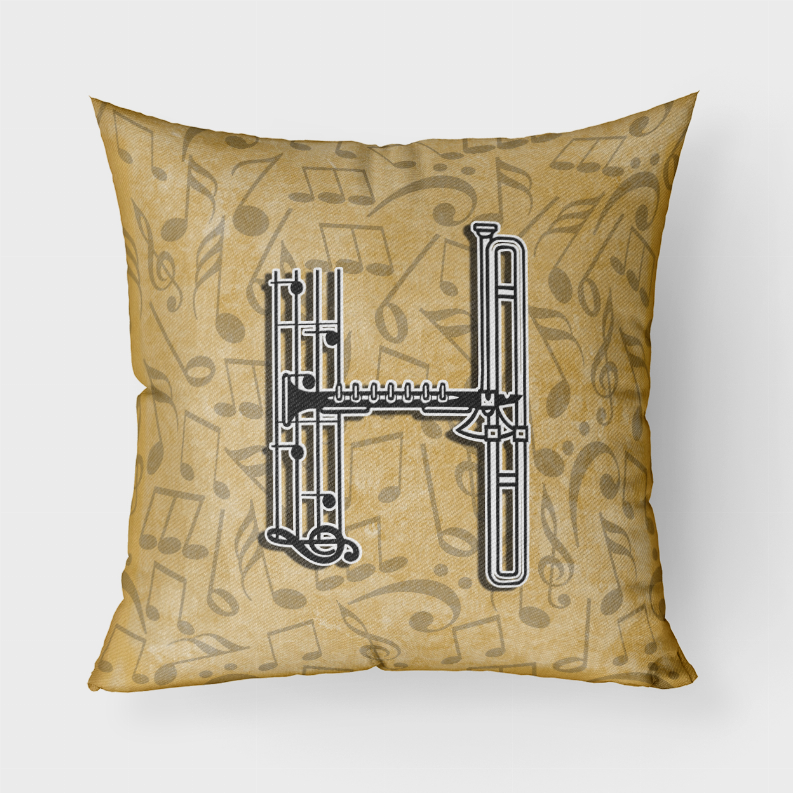 Letter Musical Instrument Alphabet Fabric Decorative Pillow