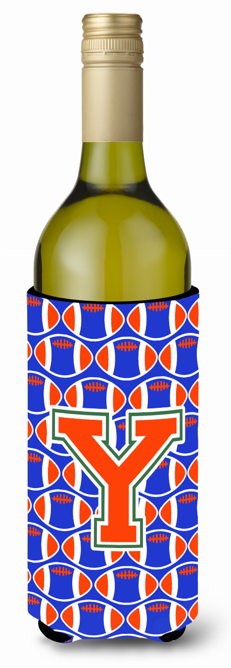 Monogram Letter Football Wine Bottle Hugger