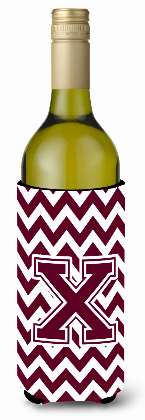 Monogram Letter Chevron Wine Bottle Hugger