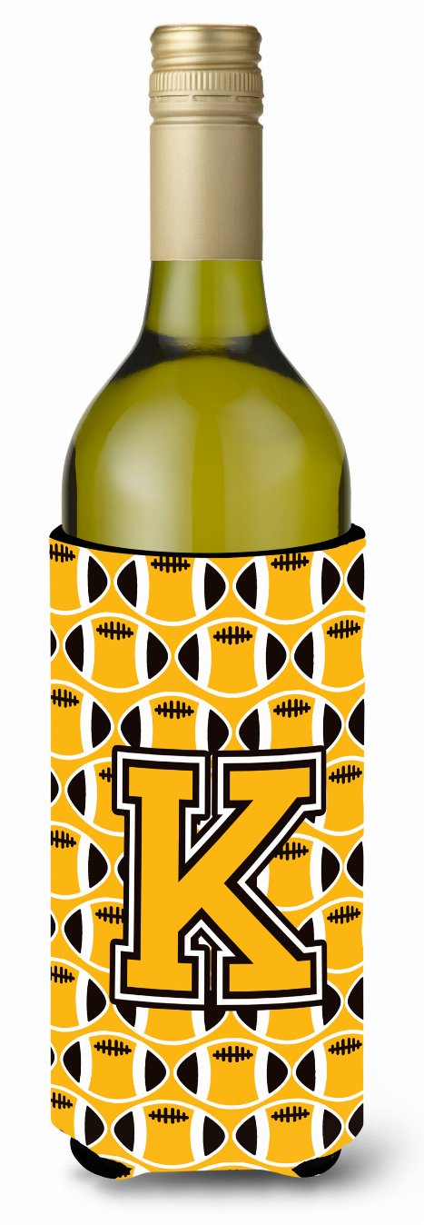 Monogram Letter Football Wine Bottle Hugger