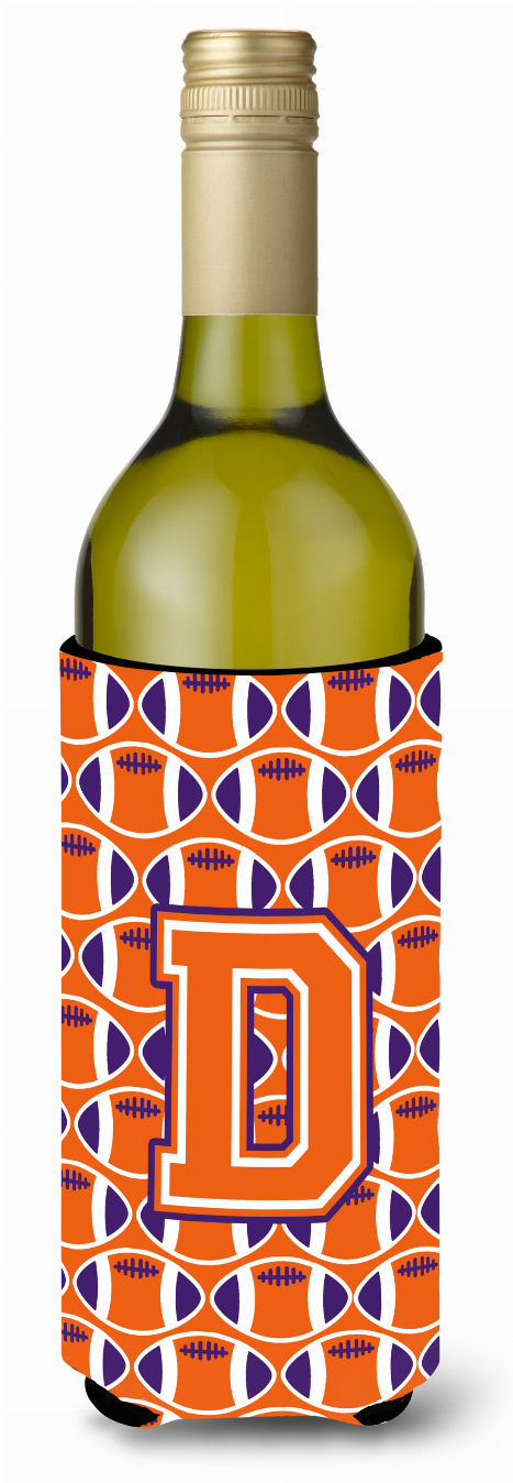 Monogram Letter Football Wine Bottle Hugger