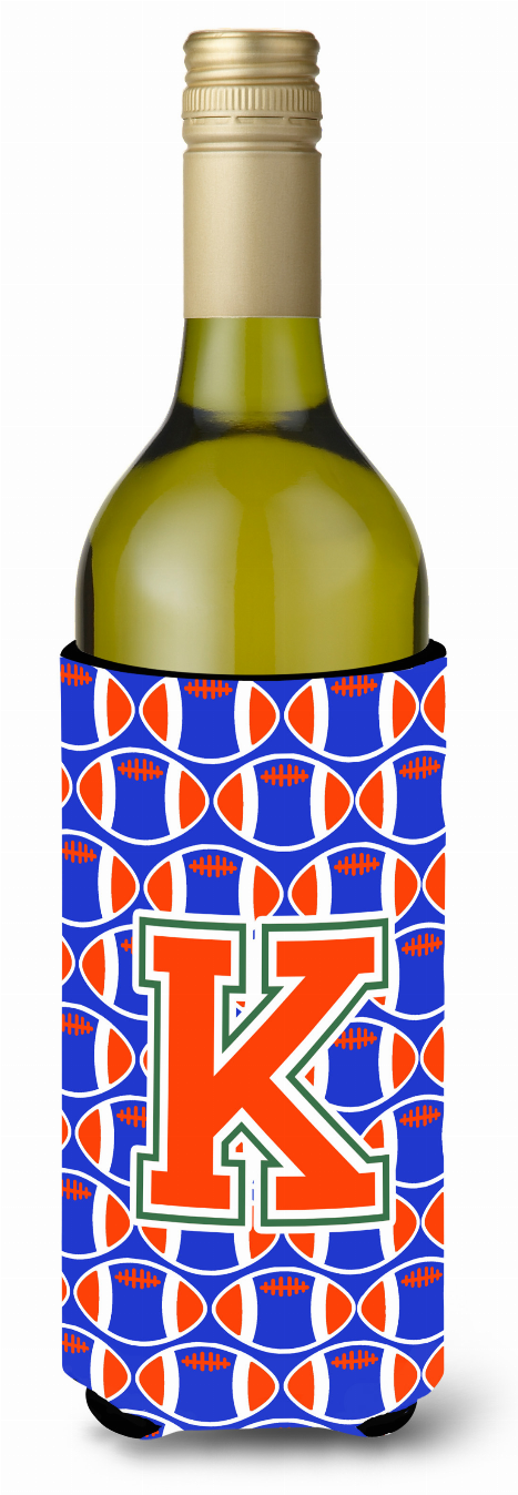 Monogram Letter Football Wine Bottle Hugger