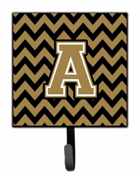 Letter Chevron Black and Gold  Leash or Key Holder