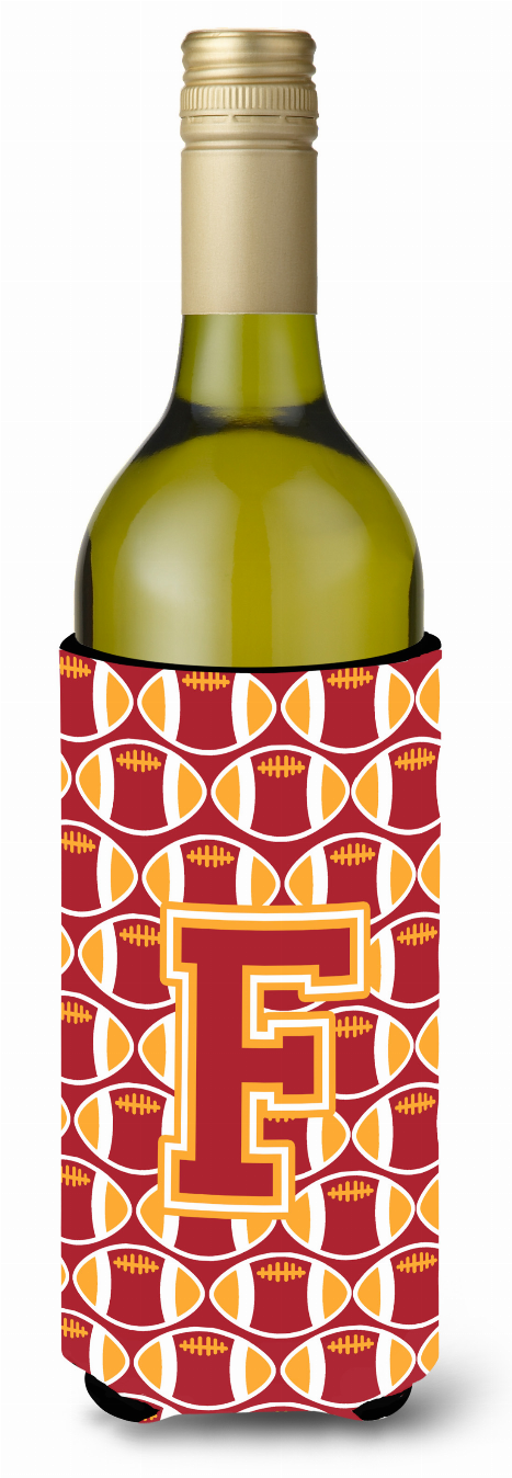 Monogram Letter Football Wine Bottle Hugger