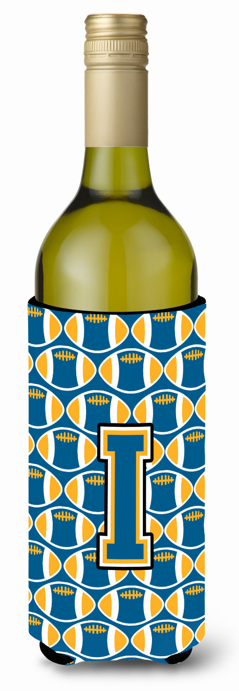 Monogram Letter Football Wine Bottle Hugger