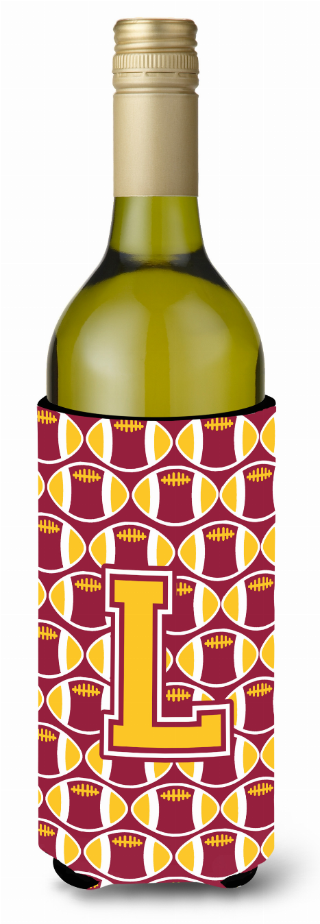 Monogram Letter Football Wine Bottle Hugger