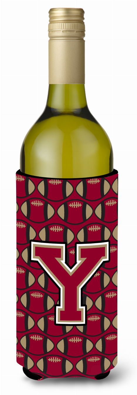 Monogram Letter Football Wine Bottle Hugger