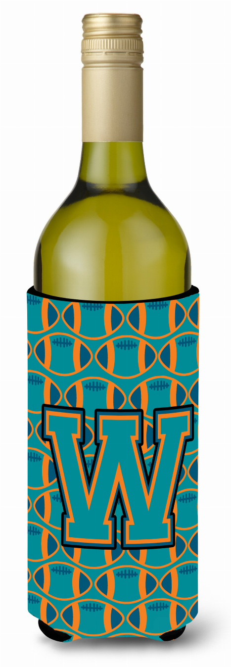 Monogram Letter Football Wine Bottle Hugger