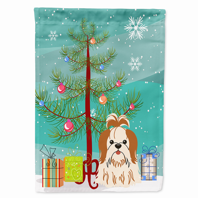 Merry Christmas Tree/Dog breed Themed Flag Canvas