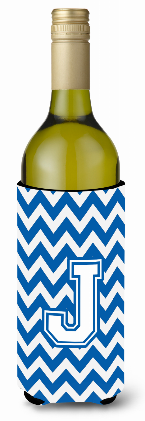 Monogram Letter Chevron Wine Bottle Hugger